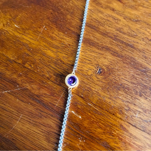 Vintage Bezel-Set Amethyst Crystal X-Long 55" Gold Plated & 926 Silver Necklace - Picture 12 of 14